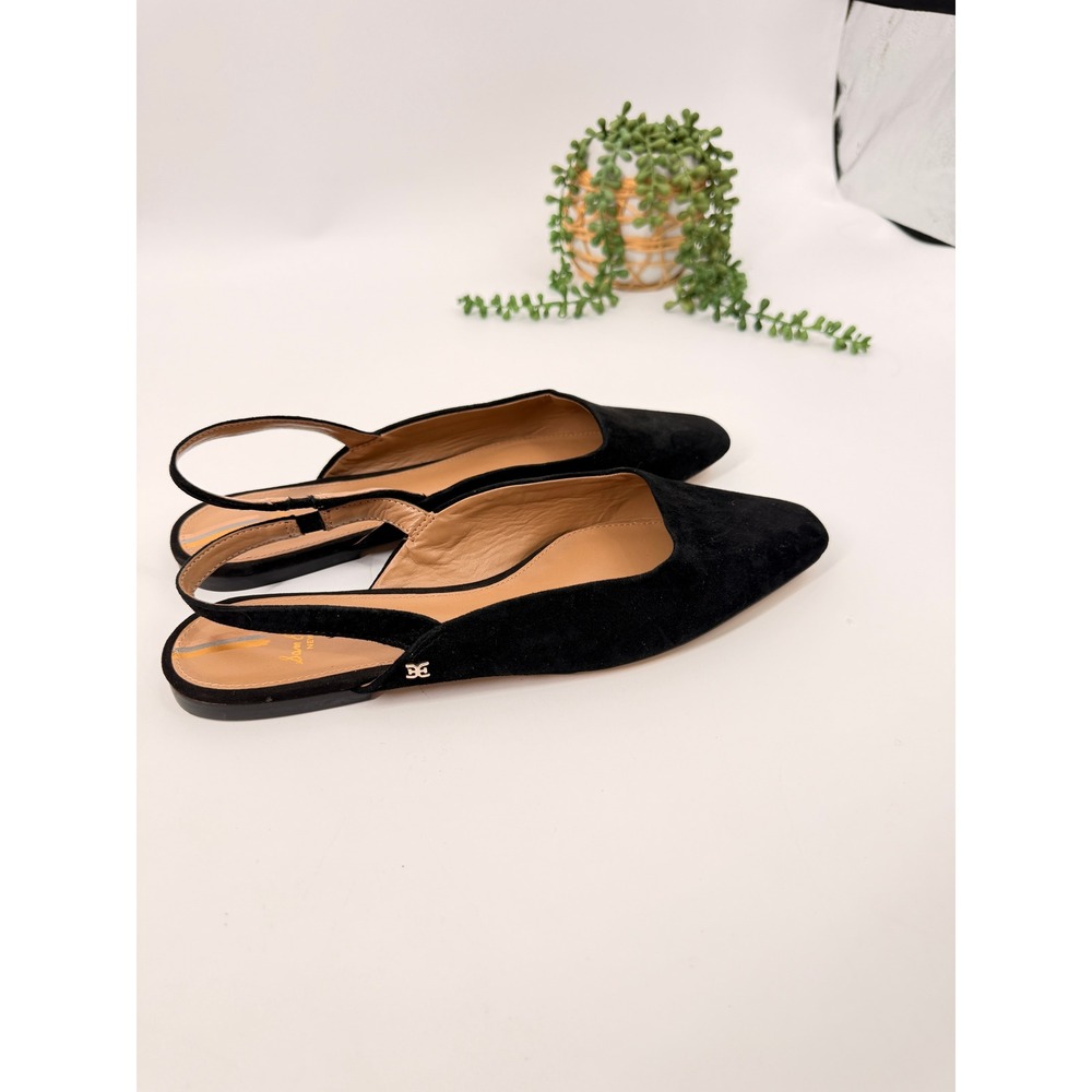 Sam Edelman Slingback Flats Womens 9.5 Black Suede Pointed Toe Jaina Classic - Picture 5 of 9